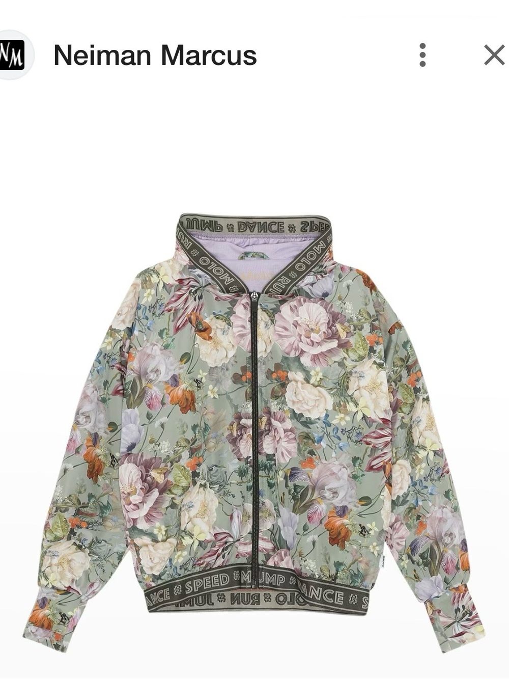 Molo Ophelia Green Botanic Floral Sport Jacket Windbreaker 146/152 11-12Y